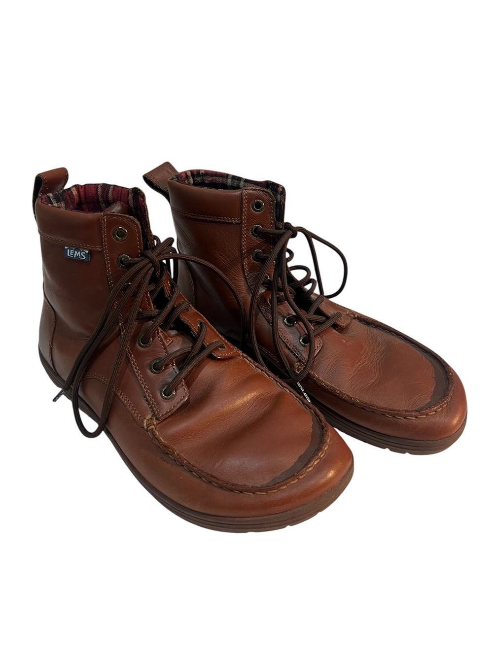LEMS Mens Zero Drop Boulder Russet Brown Leather Boot Size 10.5